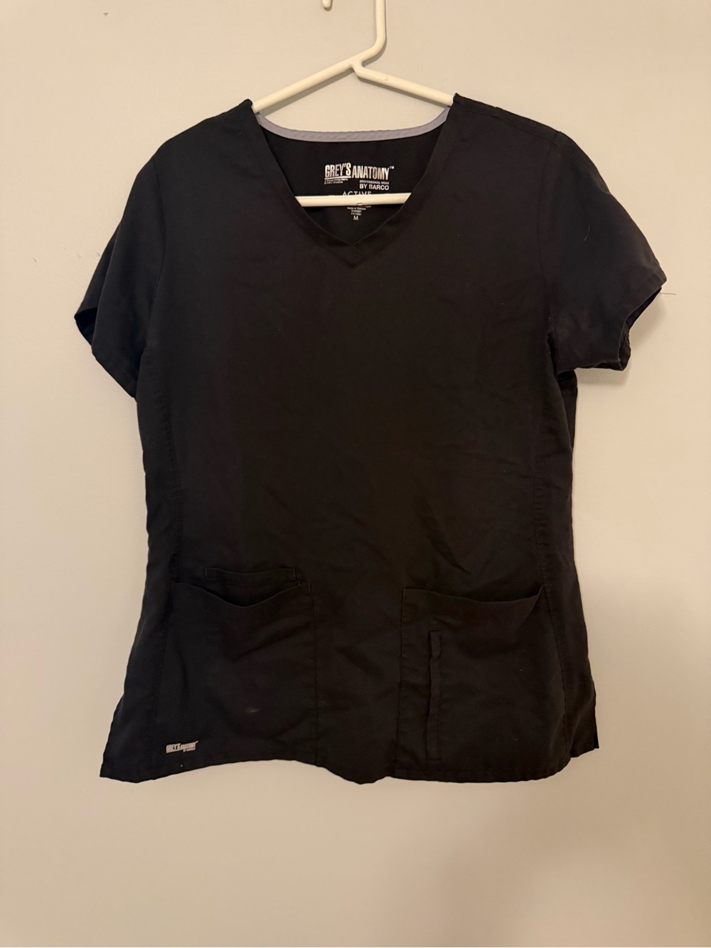Grey's Anatomy Black V-Neck Short Sleeve Scrub Top